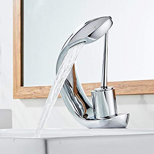 Robinet mitigeur de lavabo cascade en laiton avec eau chaude et froide pour salle de bain - 3