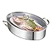 ZXX. Pentola per Pesce al Vapore, Ovale, teglia Multiuso per Cottura al Forno, con Piatto di Pesce al Vapore, Coperchio, ripiano per Pesce al Vapore, Clip antiscottatura, Manico Dorato