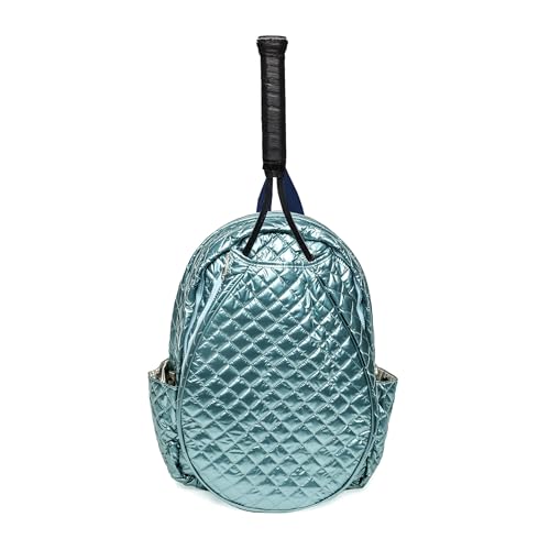 Glove It Women’s Quilted Tennis Racquet Backpack – Lightweight Padded Nylon Bag with Front Racquet Compartment, Side Pockets, Hidden Fence Hook & Reinforced Bottom - Teal