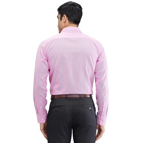 Image of Park Avenue Men's Slim Fit Structure Pattern Cotton Polyester Blend Semi Cutaway Collar Full Sleeve Formal Shirt