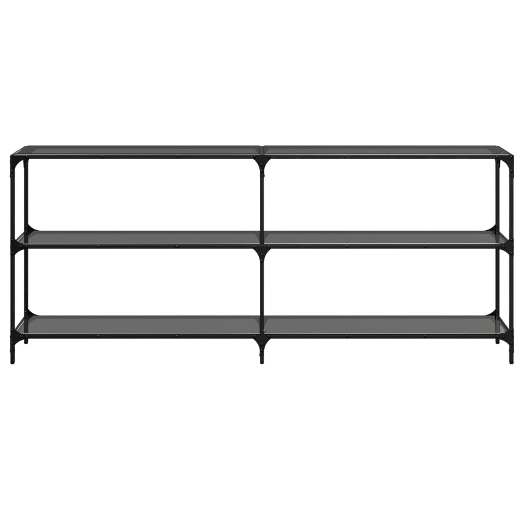 Konsolentisch Mit Glasplatte Schwarz 194,5x30x81 cm Stahl | Edelstahlgestell, Pflegeleicht, Schmutzabweisend, Modernes Design, Inklusive Wandhalterung