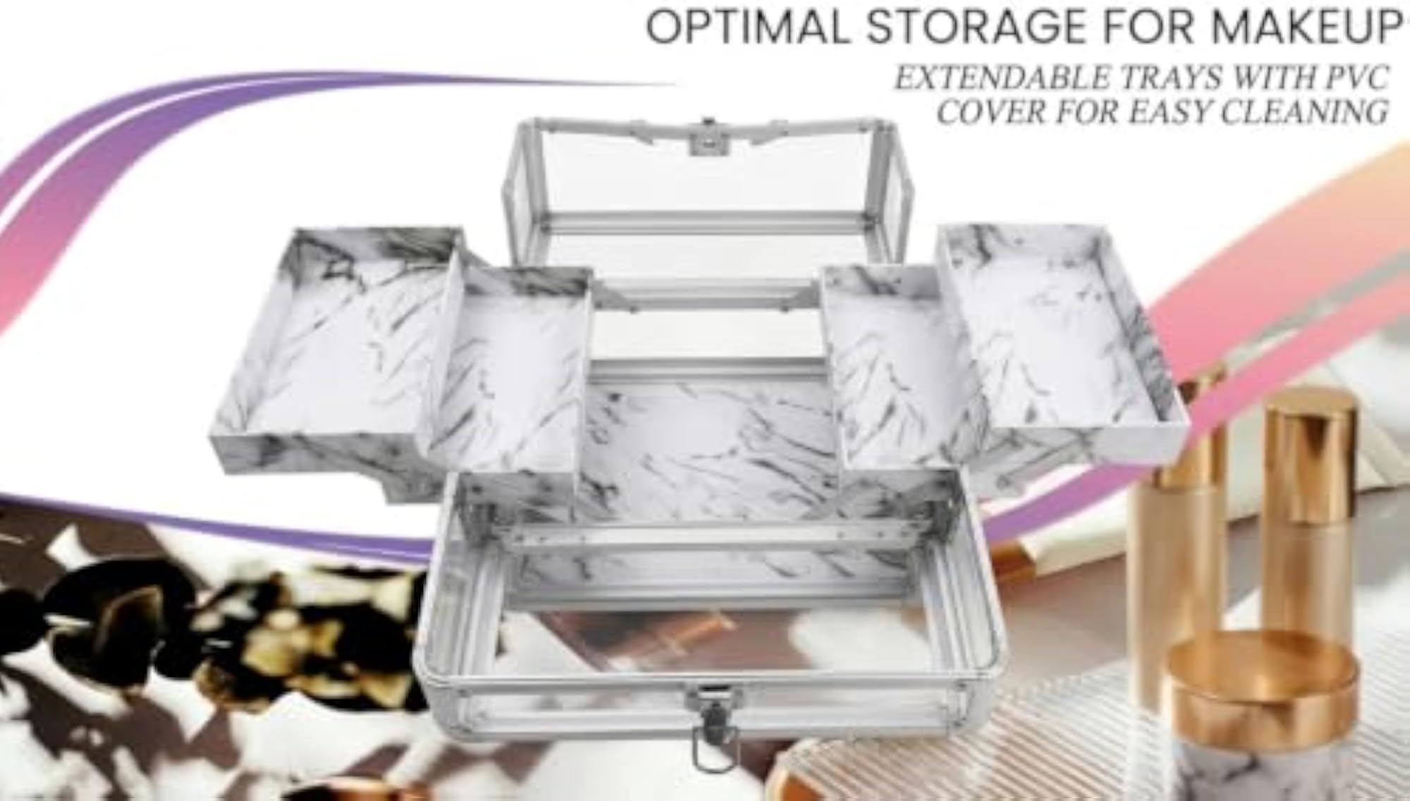 Clear Acrylic Makeup Storage Box with Fold Out Trays
