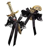 ZIDOLEY PIRATEN ACCESSOIRES DAMEN, 2 STÜCK PIRATEN KOSTÜM FRAUEN STRUMPFBAND MIT PIRATENSCHWERT PIRAT PISTOLE, COWGIRL MAFIA STEAMPUNK KARNEVAL COSPLAY ACCESSOIRES, FASCHING SEXY PIRATENKOSTÜM