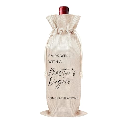 Bolsa de presente de vinho para mestrado, presente de formatura para mulheres, homens, mestrado, formatura para amiga, filha, neta, presentes engraçados de mestrado para ela, sacola de vinho