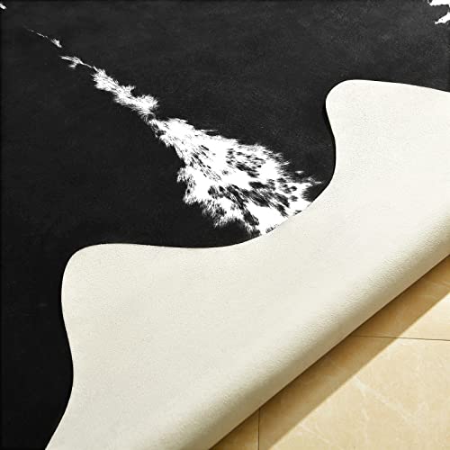 Benron Premium Black Faux Cowhide Rug 55X62 Inch, Cow Print Rugs For Living Room Bedroom Western Decor, Cute Animal Cow Hide Rug Carpet 4'7''X5'2'' #TOP7
