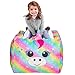 MHJY Stuffed Animals Storage Bean Bag Large Unicorn Bean Bag Chairs Cover for Kids Soft Velvet Plush Toy Storage Organizer Stuffed Toy Storage Bag(No Stuffing)