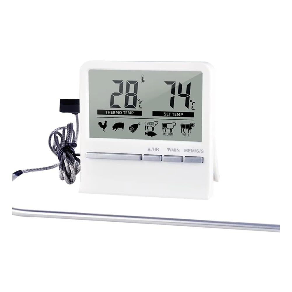 Termometro digitale da cucina for la temperatura degli alimenti a base di carne, for forno, barbecue, grill, funzione timer con misuratore di calore for la cottura