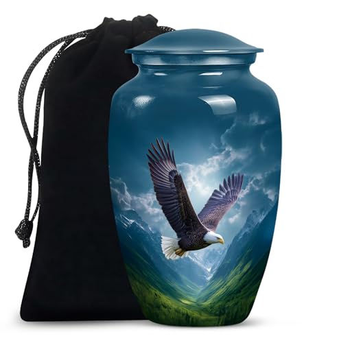Image of Eagle Urns for Human Ashes Adult Male, Blue Cremation Urns for Human Ashes Adult Man, Burial Urn for Women & Men, Large Urn for Ash Female (10 Inch, 200 Cubic Inches)