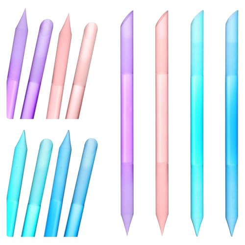 LXUEJIE Glass Cuticle Pusher Set of 4, Dual-Ended Manicure Stick, Cuticles Remover Tool, Crystal Cuticle Pusher Glass File Long-Lasting and Double-Sided Reusable Glasses Stick for Nails and Cuticles