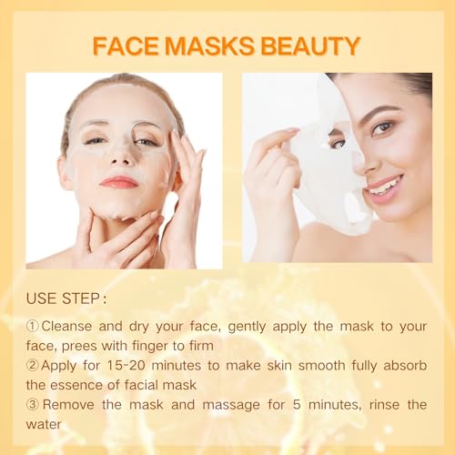 Vitamin C Sheet Mask, 5PCS Face Masks Skincare With Hyaluronic Acid, Anti Oxidation Capsule Face Mask Set, Firming Repair Korean Face Mask, Hydrating Face Mask For Dehydrated, Dull And Tired Skin - Image 8