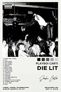 ZOIS Playboi Carti Poster Die Lit Album Cover Decorative Painting Canvas Wall Art Living Room Posters Bedroom Painting 12x18inch(30x45cm)