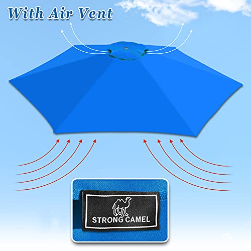 Strong Camel Replacement Patio Umbrella Canopy Cover For 8.2Ft 6 Ribs Umbrella (Canopy Only)-Blue #TOP4