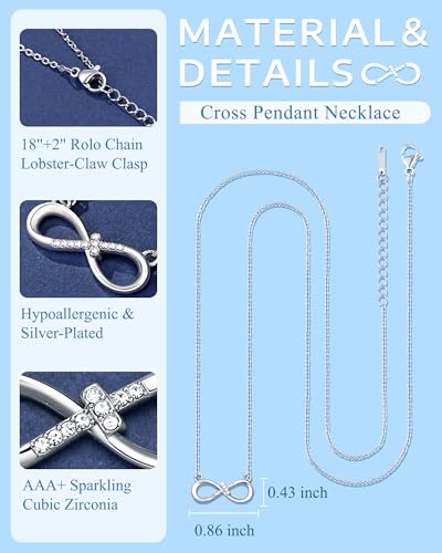 UNGENT THEM Happy 10th 11th 12th 13th 14th 16th 18th 21st Birthday Gifts, Love is Forever Infinity Cross Necklace Religious Presents for Women Her4