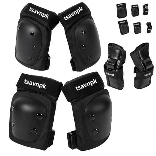 Adult Youth Knee and Elbow Pads Set with Wrist Guards –...