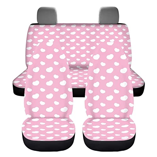 Image of Modysero Universal Auto Car Seat Cover Full Set Pink Heart Print Stylish Durable Easy Install Car Seat Protector for Women Breathable Comfortable Front Back Seat Cover Universal Fit Most Cars Trucks