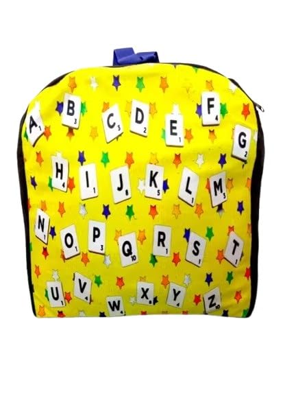 ABCD & Counting Printed Velvet Kids Backpack | School, Travel Bag_03_yellow-image-5