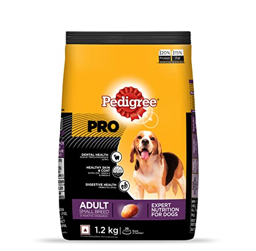 Image of Pedigree PRO Expert Nutrition Adult Small Breed Dogs (9 Months Onwards) Dry Dog Food, Chicken, 1.2kg Pack & All Life Stages Biscrok Dry Dog Biscuits (Above 4 Months), Chicken Flavor, 900g Pack