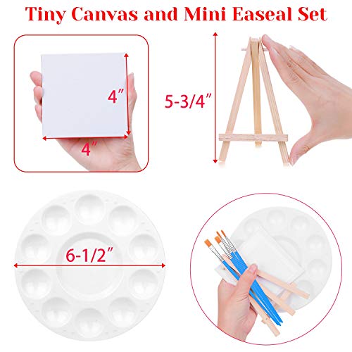 image for Mini Canvas and Easel, Paxcoo 60 Pieces Includes 4x4 Inches Small Tiny