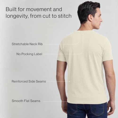 Image of KHOR Men's 100% Breathable Cotton Crew Neck T-Shirt, Regular Fit, Short Sleeve,