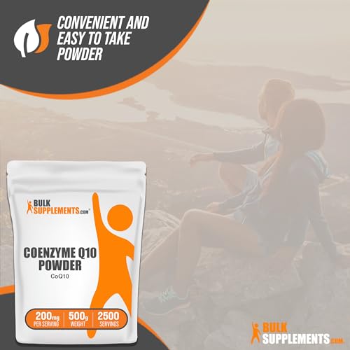 Image of BulkSupplements.com Coenzyme Q10 Powder - Coenzyme Q10 200mg Supplement, Nutritional Supplement - Gluten Free, 200mg per Serving, 500g (1.1 lbs) (Pack of 1)