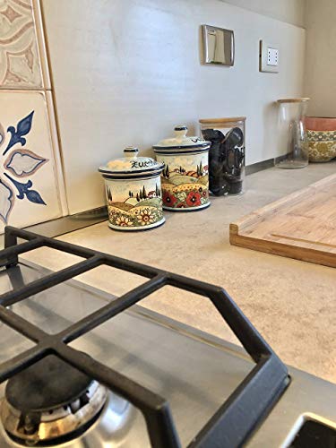 Hand-Painted Italian Ceramic Kitchen Canister Set - Rustic Tuscan Food Storage Jars for Salt and Sugar - Image 3