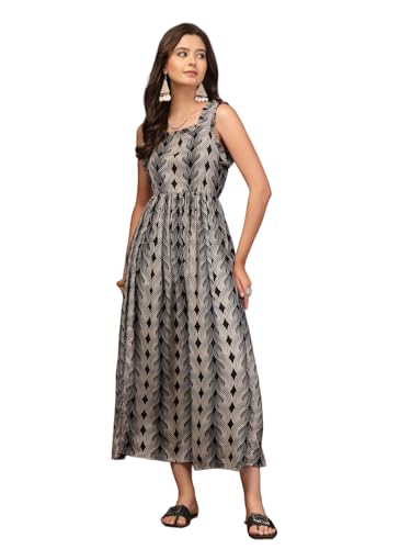 Image of Dress for Women | New Rayon Floral Printed Flared Maxi Dress for Women & Girl's