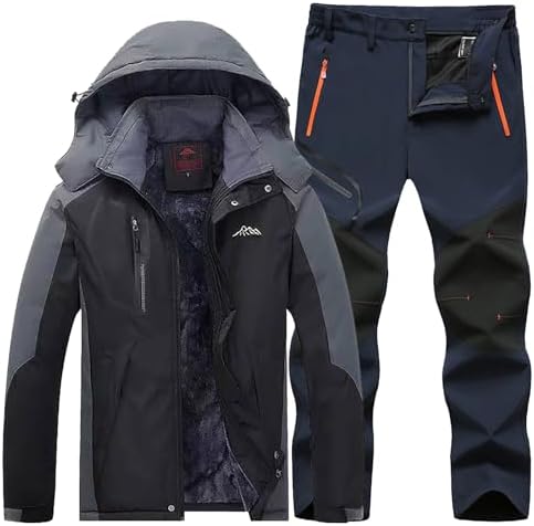 Buddhi Men 2023 Ski Jacket and Pant Set Fall Winter Warm Waterproof Windproof Hooded Snow Coat 2 Pieces Snowboarding Snowsuit