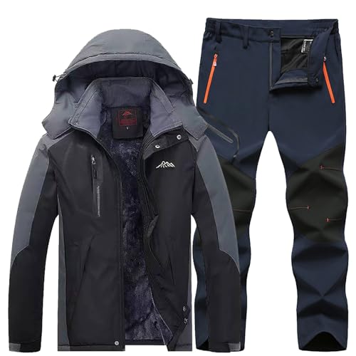 Buddhi Men 2023 Ski Jacket and Pant Set Fall Winter Warm Waterproof Windproof Hooded Snow Coat 2 Pieces Snowboarding Snowsuit