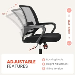 NEO CHAIR Home Office Desk Chair Ergonomic Mesh with Lumbar Support, Black — photo 5 of 6