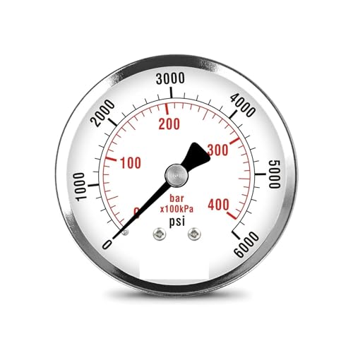 Manomètre 6000 PSI avec boîtier en acier chromé durable 1/4 NPT
