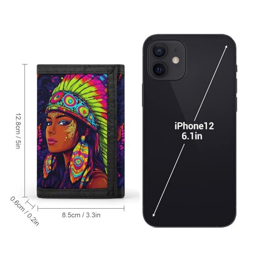 African Indian Tribal Woman Trifold Wallet Slim Credit Card Holder Minimalist Front Pocket Money Clip for Women Men2