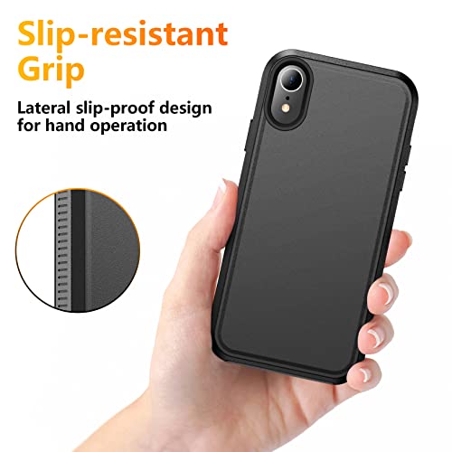 Lanteso For Iphone Xr Case，[ Military Grade Drop Protection] [With 2 Pcs Tempered Glass Screen Protector] [Shockproof] Heavy Duty Protection Phone Case For Iphone Xr 6.1 Inch-Black #TOP3
