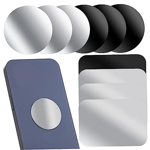 Placa metálica ultrafina para soporte magnético de coche kit rectangular y redondo negro