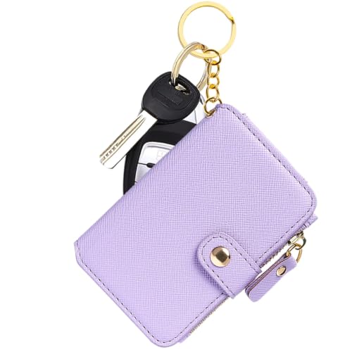 Image of M-Plateau RFID Blocking Slim Keychain Wallet for Women | Mini Card Holder with ID Window, Zipper Pocket, 6 Card Slots, Compact for Cash & Cards