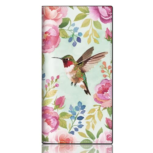 CASMONAL Hummingbird Boho Checkbook Covers for Personal Checkbook, PU Leather Check Book Covers for Women & Men – Fashionable Print Design