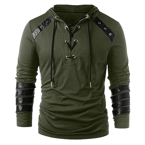 Mens Faux Leather Strap Hoodies Long Sleeves Casual Pullover Plus Velvet Sweatshirts Plain Loose Fashion Tops