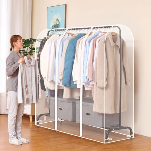 Funda para perchero impermeable a prueba de polvo con cremallera, protector transparente para colgar la ropa, organizador de armario para almacenamiento de ropa y prevención del polvo