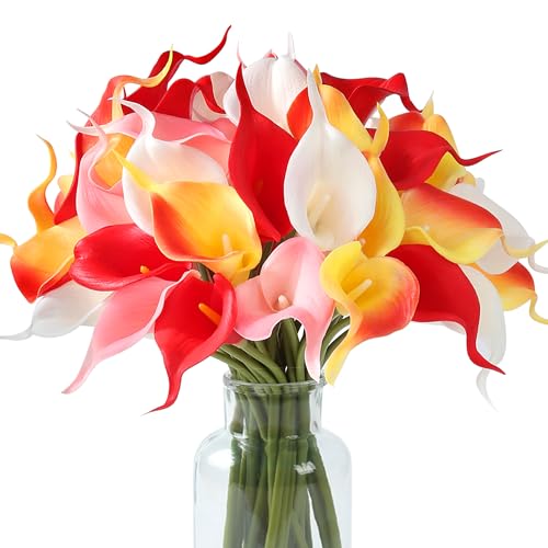 Image of SITUMEIZI 24 Pcs Assorted Colors Fake Flowers Artificial Calla Lily