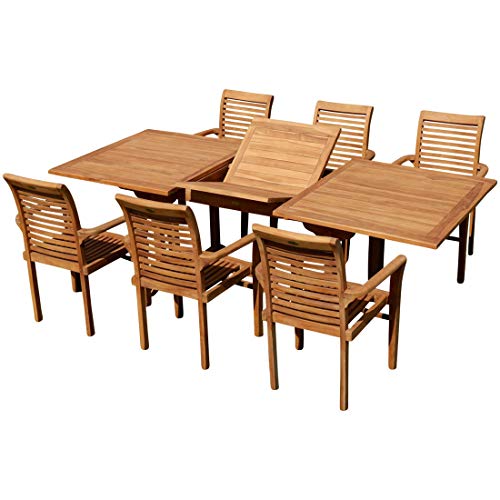 ASS Teak Set Gartengarnitur Tobago Ausziehtisch 180-240cm x 100cm mit 6 Alpen Sessel Serie JAV
