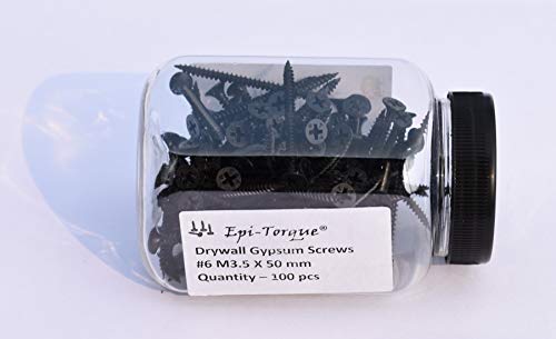 Image of Drywall Gypsum Black Screw Sharp Point Size #6 M3.5 X 50mm (Pack of 100 Pcs)