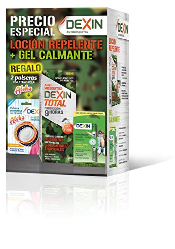 Dexin pack loción antimosquitos 6h+ gel calmante+ pulsera de citronela