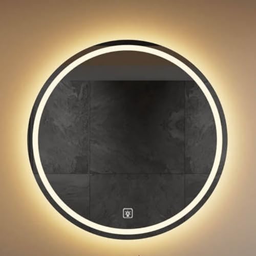 LED照明付き 壁掛け卓上両用鏡 防滴設計 12V安全電圧 フレームレス 洗面化粧台・寝室対応 (半透明モデル)