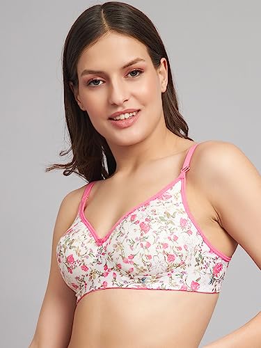 Image of Women's Cotton Floral Printed Lightly Padded Full Coverage Non-Wired T-Shirt Bra
