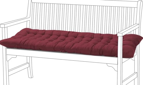 Genérico Cojín de jardín Grueso de algodón de 8 cm para Banco de 2 o 3 plazas para Exterior para casa Columpio Patio o Interior (150 x 55 cm Rojo)