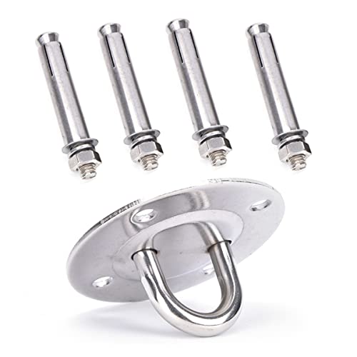 Edelstahl Deckenhaken Pad: Schaukelaufhänger mit 4 Explosionsschrauben Heavy Duty Pad Augenplatte Heftklammer Ring Haken U Haken Wandhalterung Deckenhaken – Bild 5