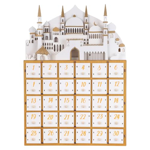 Calendrier de l'Avent Ramadan en bois rétroéclairé LED avec fonction compte à rebours Aïd