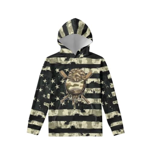 Image of WELLFLYHOM Boys Hooded Sweatshirts Hoodie Pullover Cool Graphic Crewneck Blouses Size 6-16