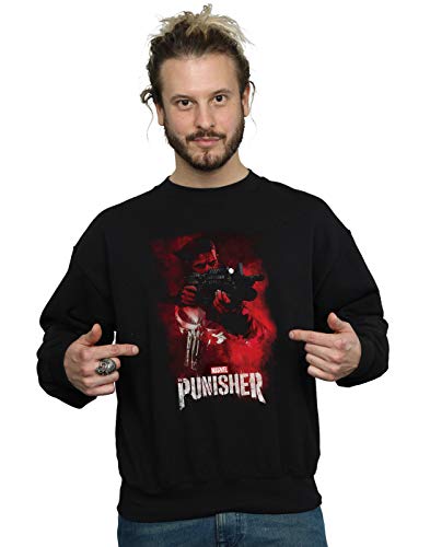 Image of Marvel Men's The Punisher TV Series Red Smoke Sweatshirt Black X-Large