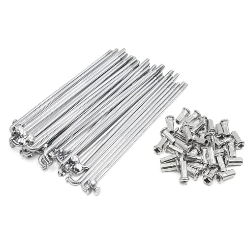 QHQKR 12G Elektrofahrrad-Speichen 2,6 mm Durchmesser, 20/40 Stück, silberfarbener Stahl, Motorrad-Rad-Speichen mit Nippeln, 45–306 mm, J-gebogen, Fahrradspeichen für E-Bike, Dreirad, Motorrad (188 mm,