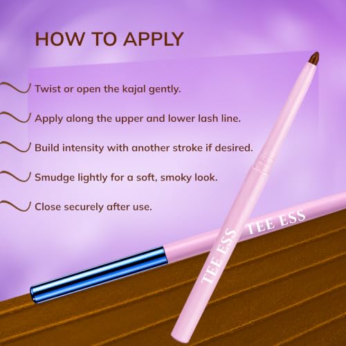 Image of TEE ESS Long Stay Kajal | Retractable Pencil | Waterproof, Smudge Proof | Intense Dark Brown Color | 24H Long Lasting | Smooth One-Stroke Application | With Vitamin E | Twist-Up Dark Brown Kajal | 30 gms